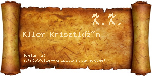 Klier Krisztián névjegykártya